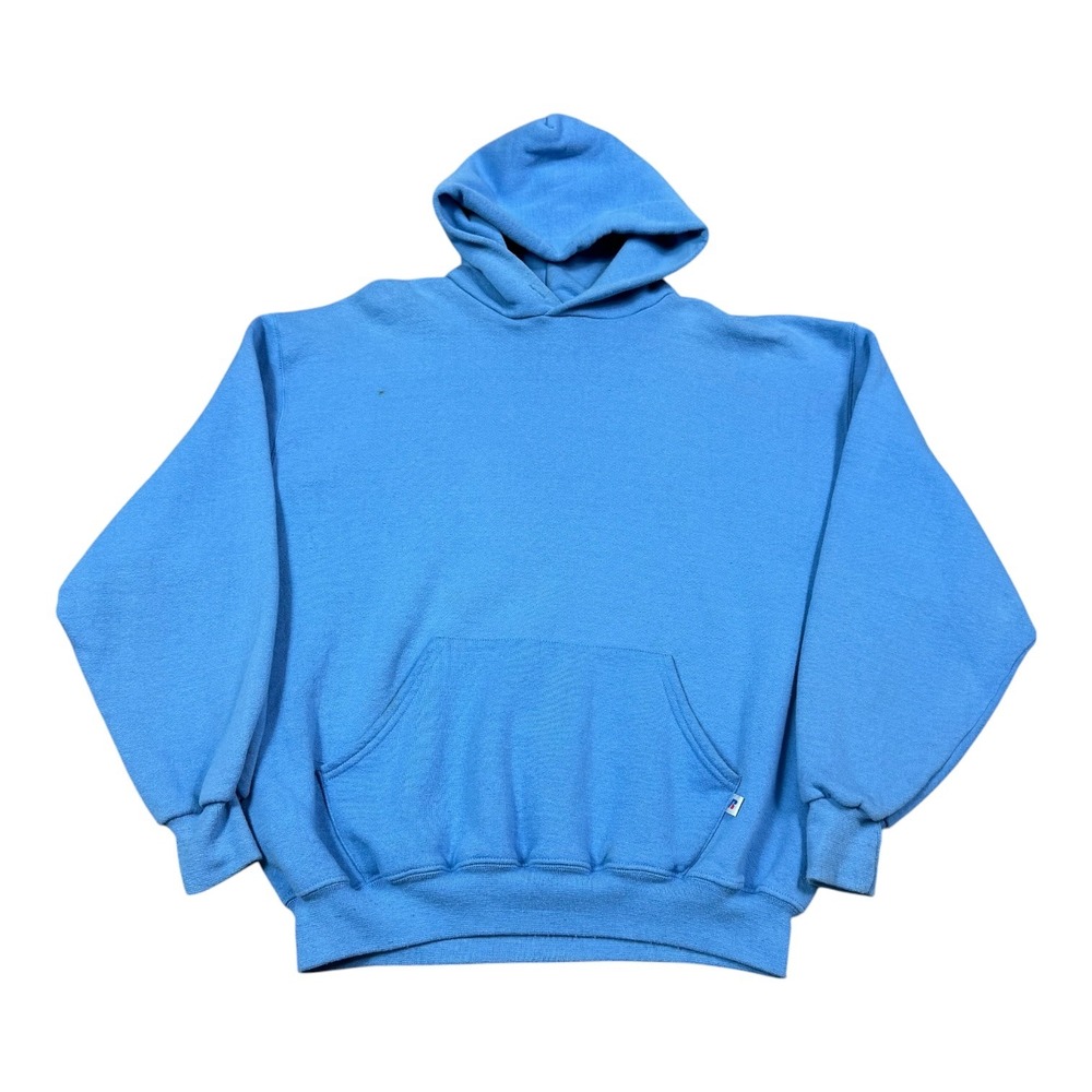 2000s Y2K Russell Athletic Light Blue Hoodie Sweatshirt Men's XL FLAWS